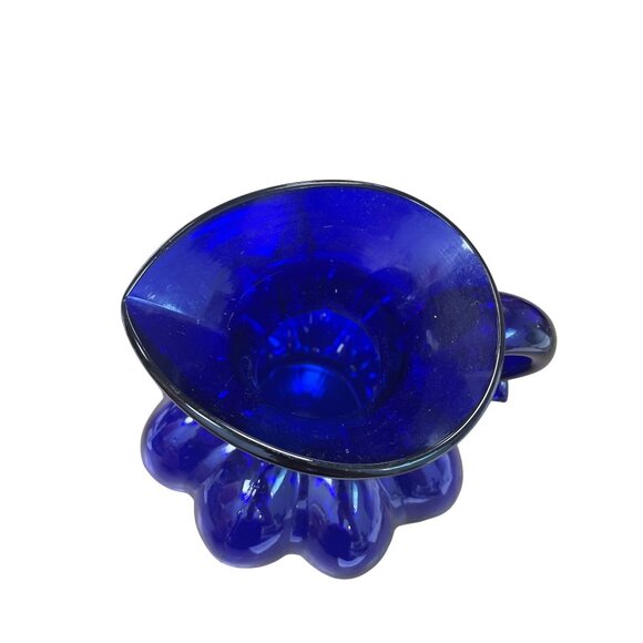 clevenger Bros Authentic Handblown Cobalt Blue Pumpking Pitcher SKU 9587 - Picture 4 of 10
